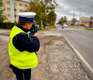 Policjanci Wydziału Ruchu Drogowego w trakcie akcji NURD