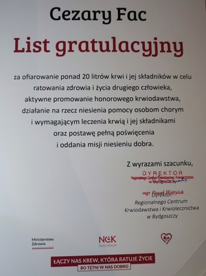 list gratulacyjny