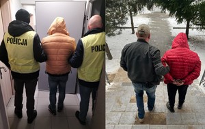 policjanci prowadzą zatrzymanych