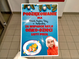 Podziękowanie dla Komendy Miejskiej Policji w Bydgoszczy, w formie plakatu