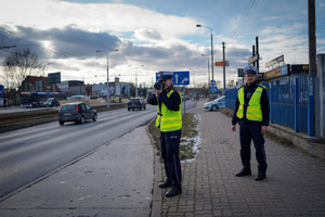 Policjanci Wydziału Ruchu Drogowego w trakcie działań &quot;Bezpieczny pieszy&quot;