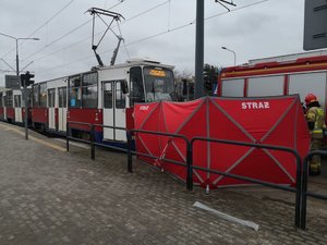 Służby pracujące na miejscu wypadku.