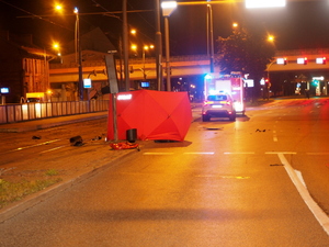 Ulica Jagiellońska w Bydgoszczy - śmiertelny wypadek motocyklisty