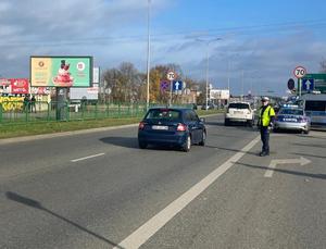 Policjanci w trakcie działań na drodze