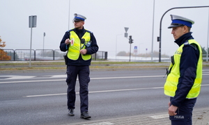 Policjanci podczas działań na drodze