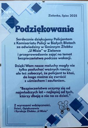 Białobłocki dzielnicowy spotkał się z dziećmi w żłobku "U Misia"
