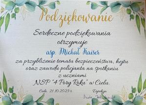 Podziękowania dla policjanta.