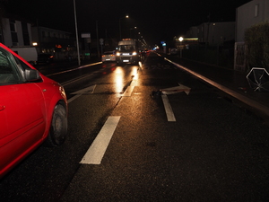 Policjanci na miejscu wypadku drogowego.