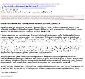 Wzorowa postawa śródmiejskich policjantów – serdeczne podziękowania od mieszkanki