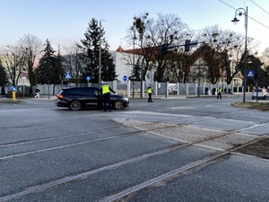 Policjanci podczas zabezpieczenia meczu.
