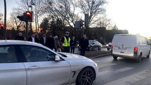 Policjanci podczas zabezpieczenia meczu.