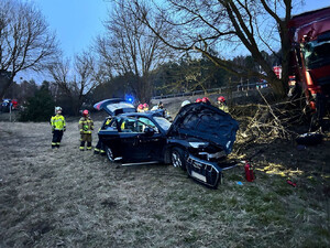 Służby podczas działań na miejscu wypadku.