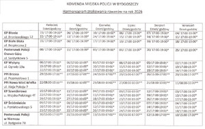 Harmonogram znakowania rowerów na 2026 rok.