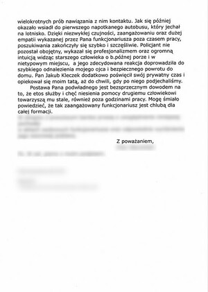 Śródmiejski policjant będąc po służbie pomógł odnaleźć zaginionego Seniora